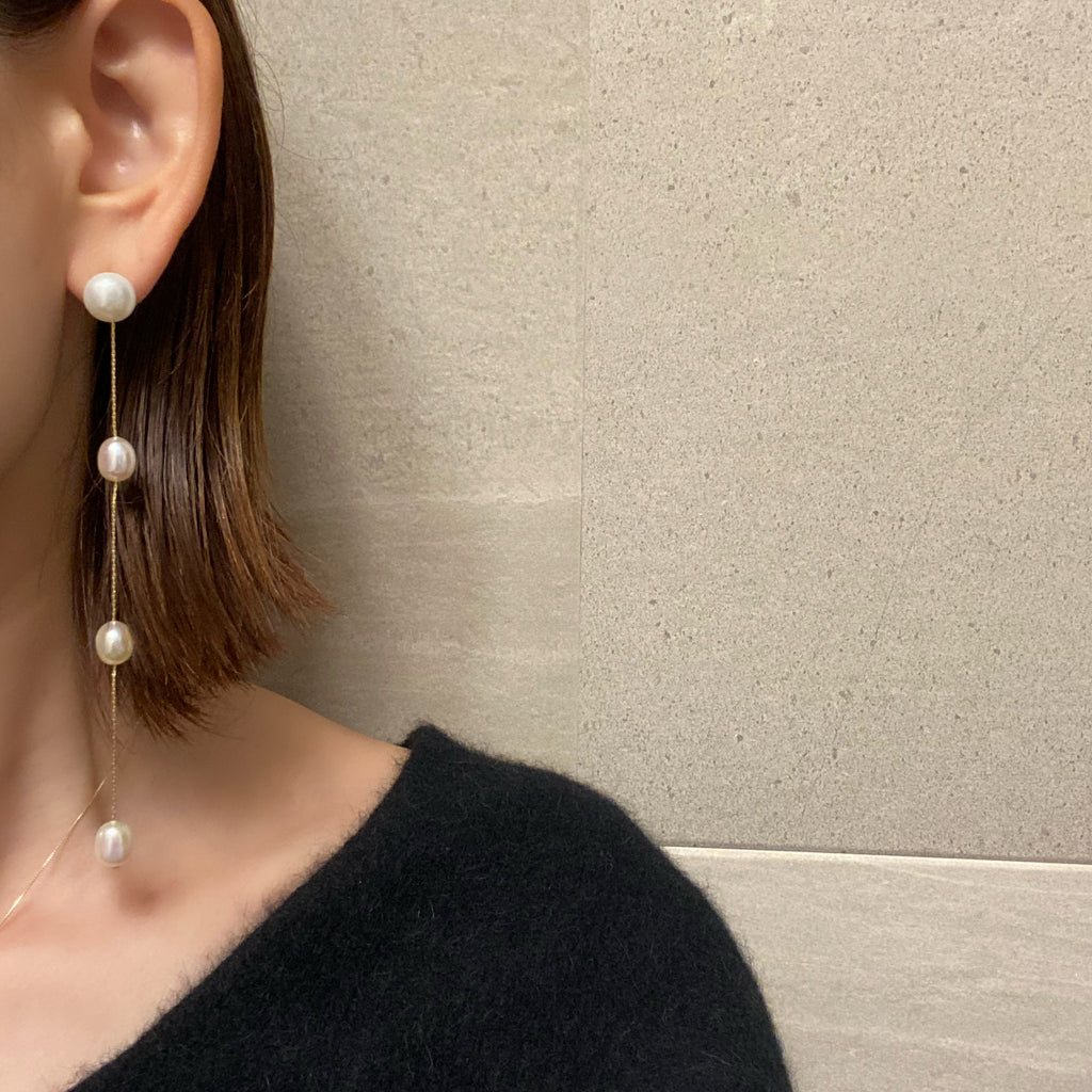 egg  pearl  station long weddingピアス　イヤリング - hikari pearl.