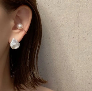 Fresh water Baroque double  pearl イヤーカフ リング - hikari pearl.