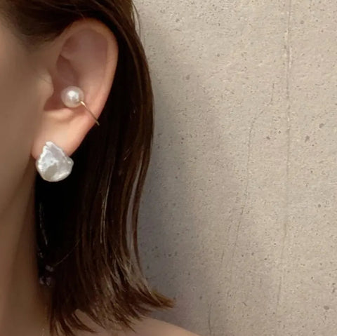 Fresh water Baroque double  pearl イヤーカフ リング - hikari pearl.