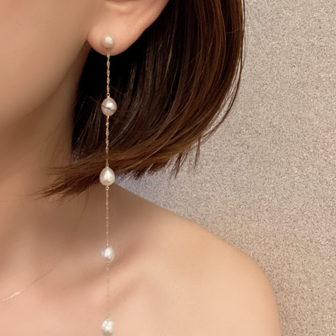 k10 chain 5 pearl  station ピアス　イヤリング - hikari pearl.