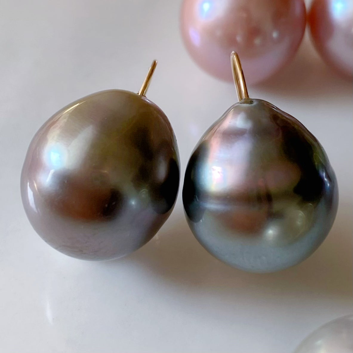 一点もの　k18 tahiti pearl  ピアス - hikari pearl.