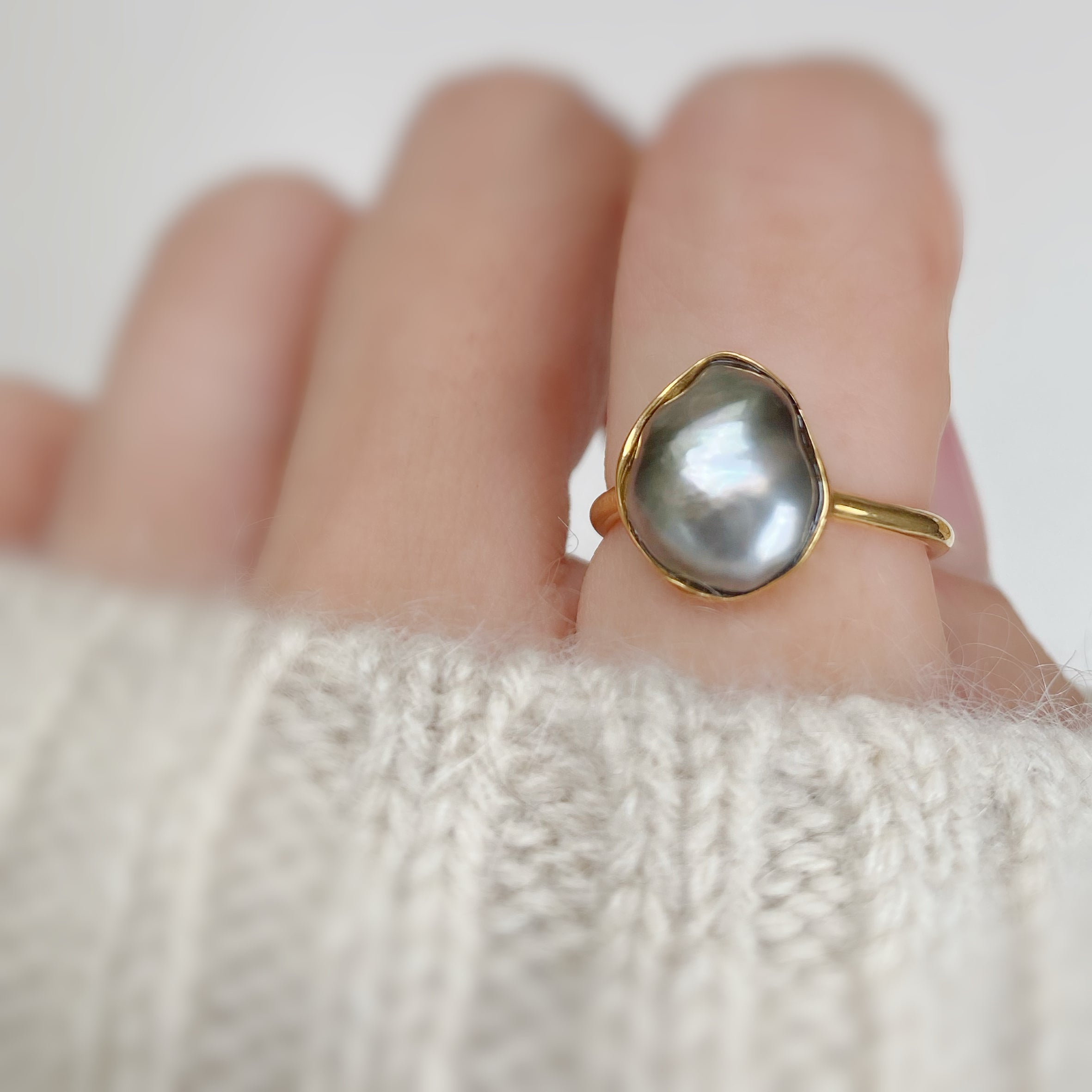 一点もの　tahiti  keshi pearl ring No.28 - hikari pearl.