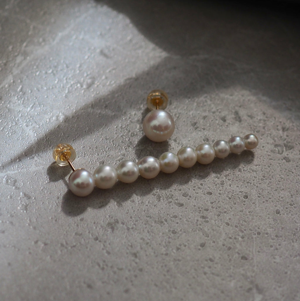 Gradation  pearl iline asymmetry ピアス　イヤリング - hikari pearl.