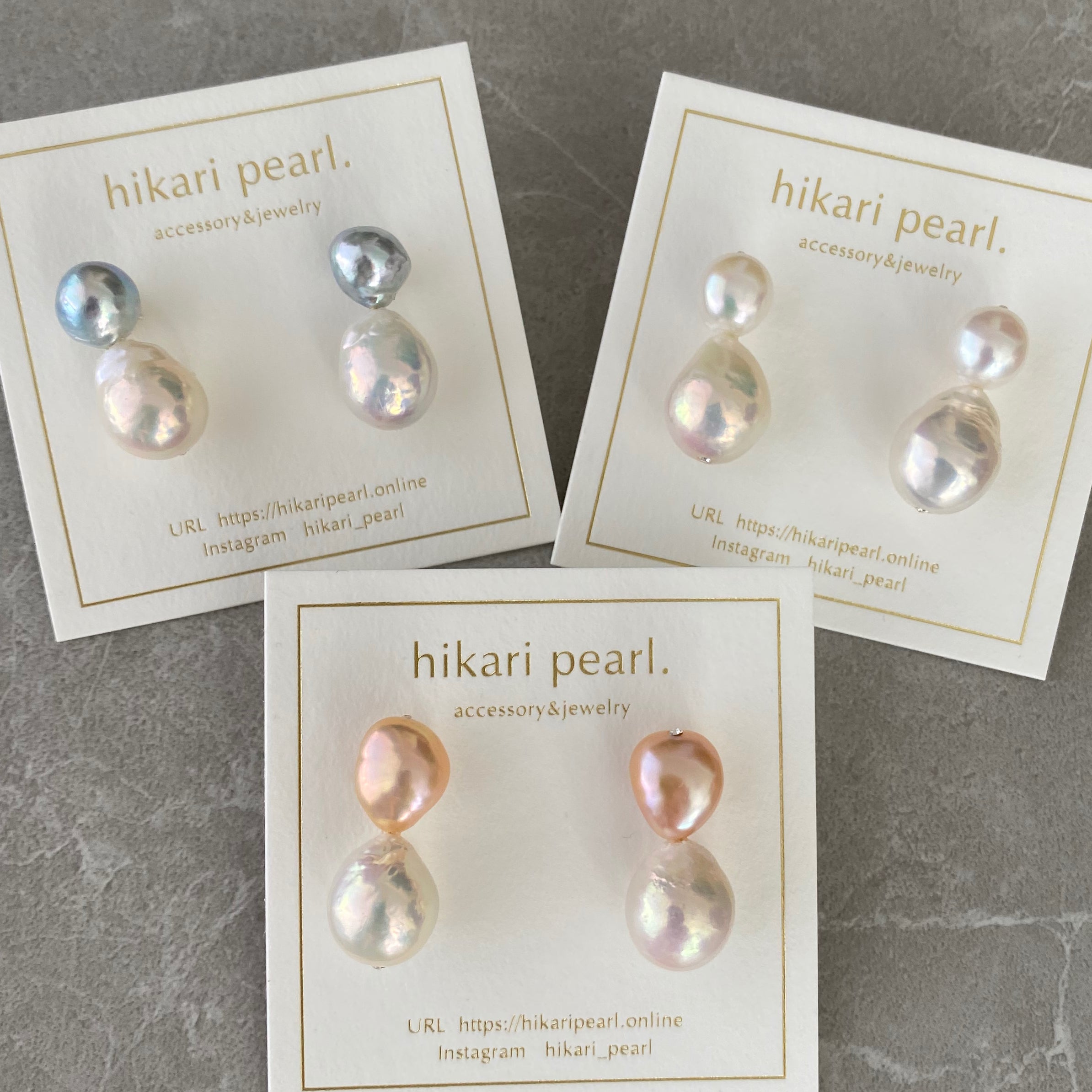 natural multicolor  twin  pearl ピアス　イヤリング - hikari pearl.