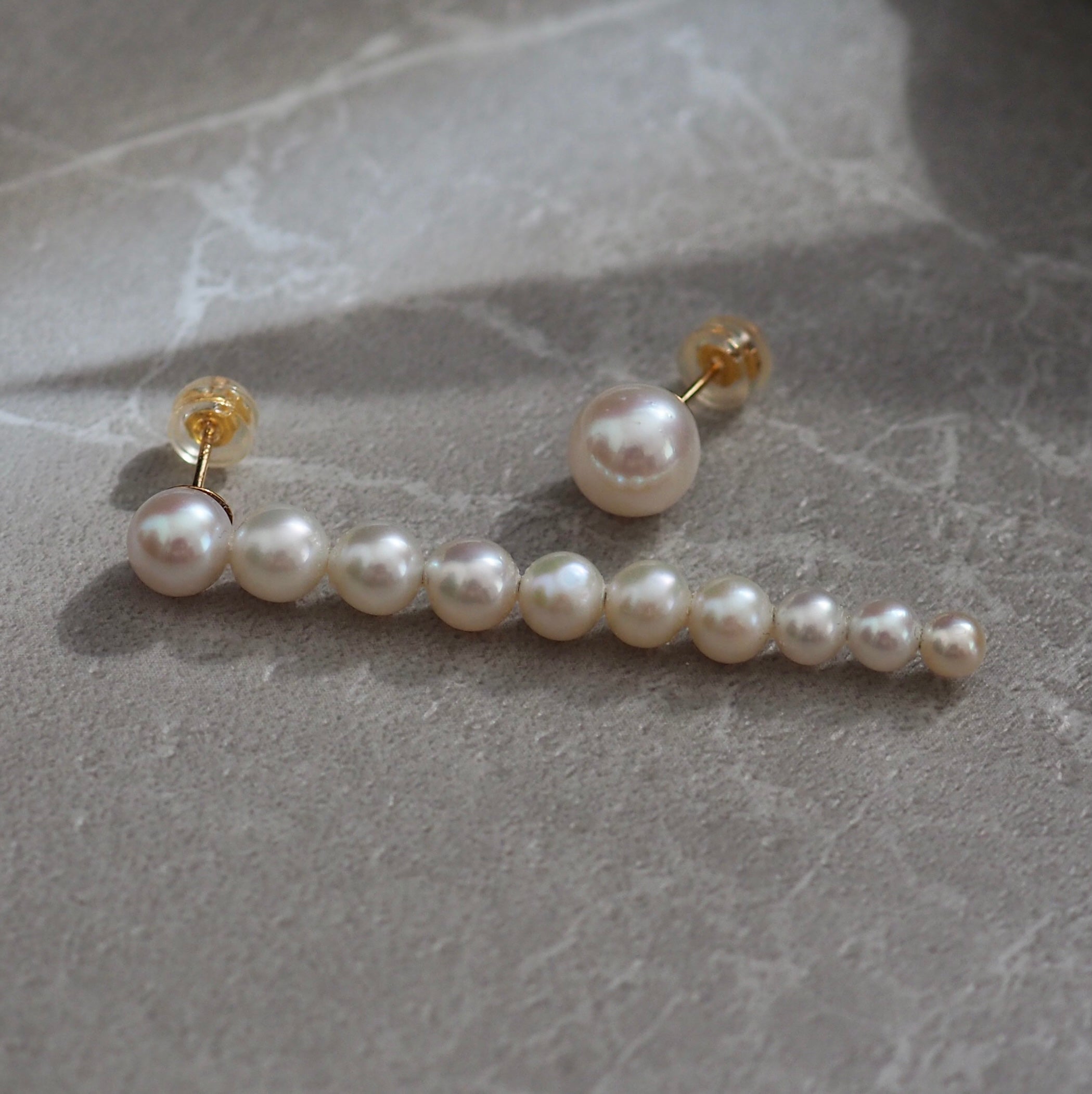 Gradation  pearl iline asymmetry ピアス　イヤリング - hikari pearl.