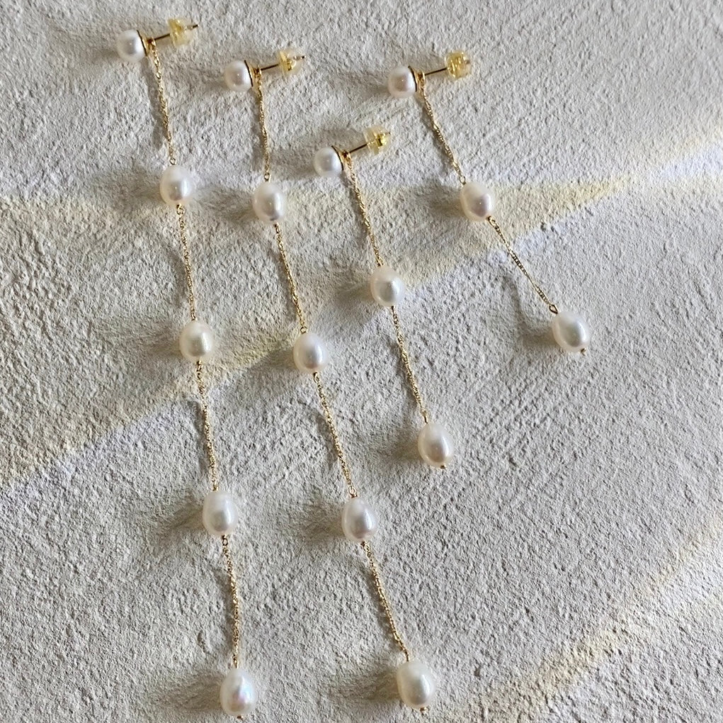 k10 chain 3 pearl station ピアス　イヤリング - hikari pearl.