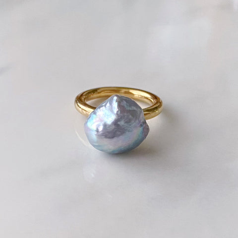 natural blue akoya ring セミオーダー - hikari pearl.