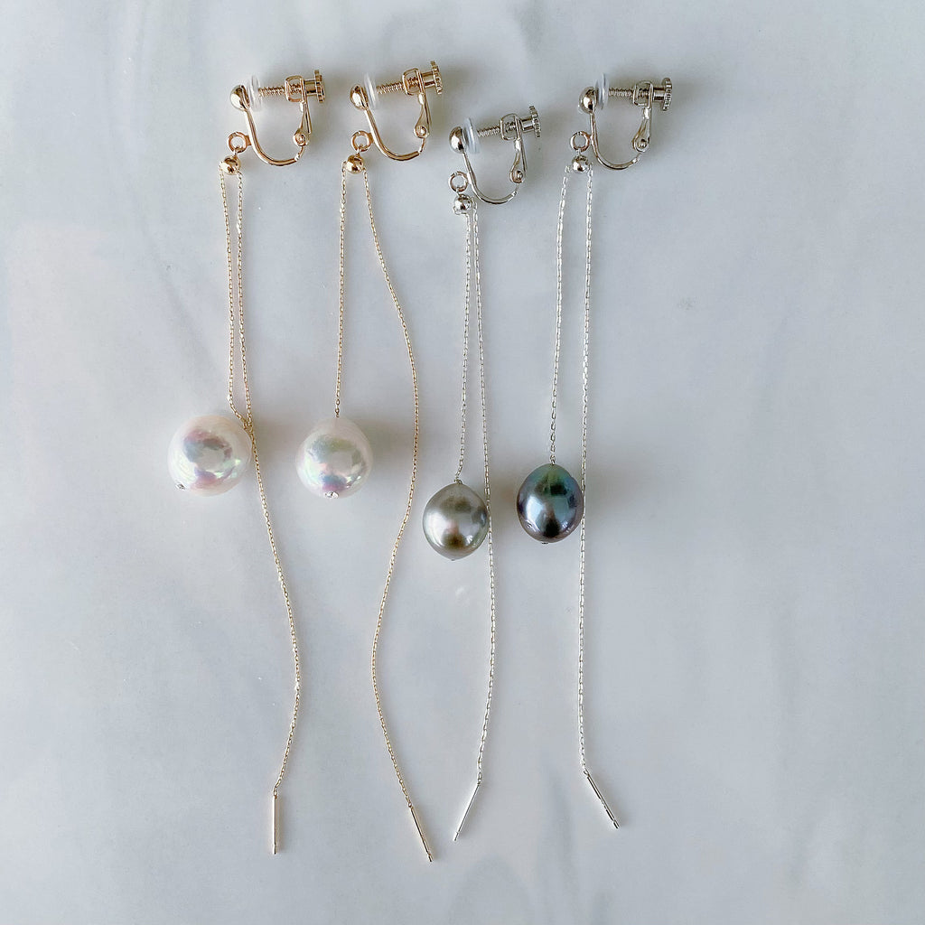 pearl long  chain weddingピアス　イヤリング - hikari pearl.