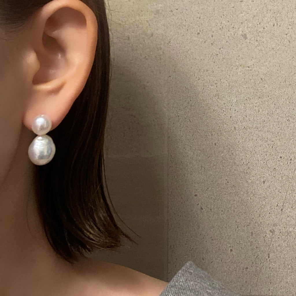 natural multicolor  twin  pearl ピアス　イヤリング - hikari pearl.