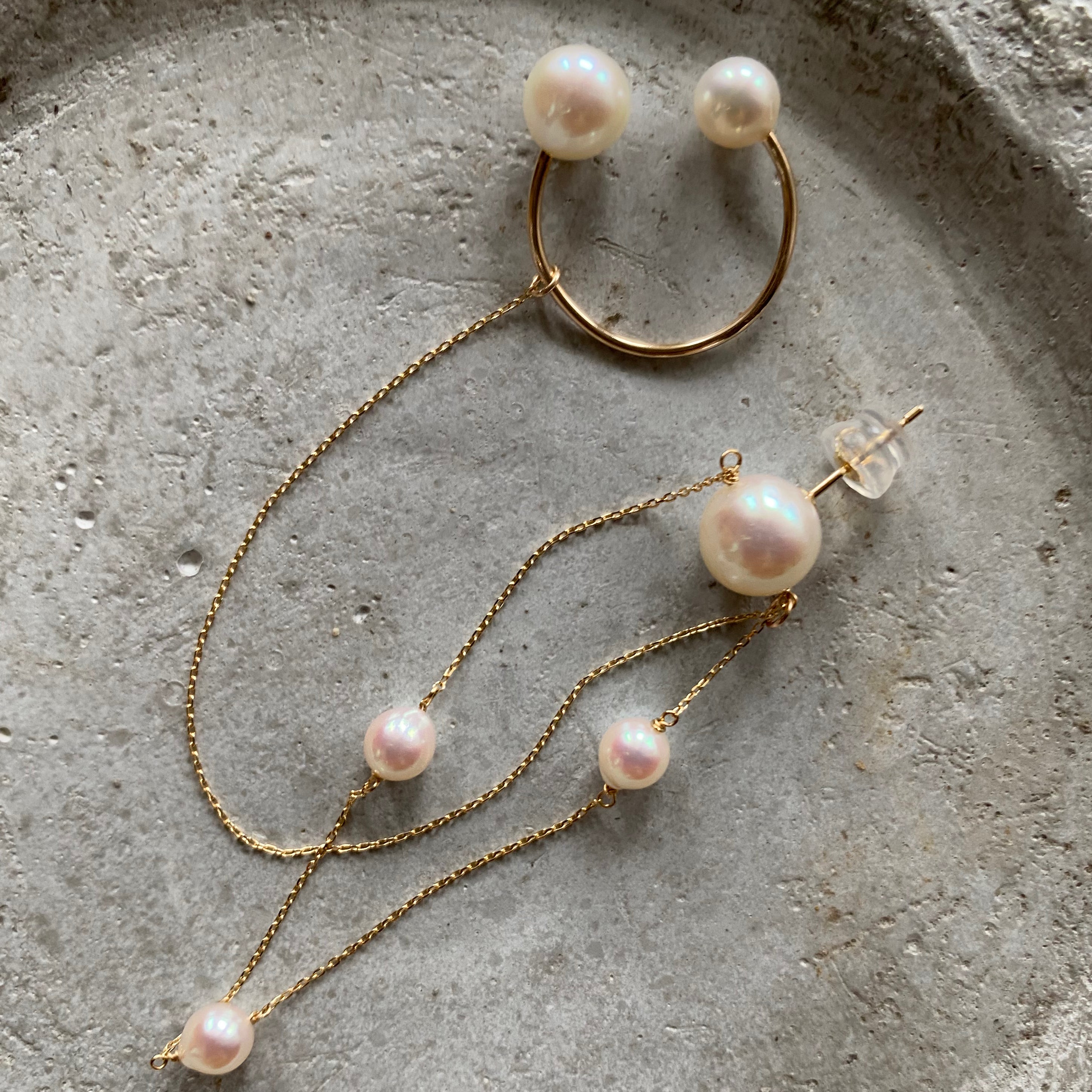 k18Akoya & Fresh water mariage station weddingピアス　イヤーカフ - hikari pearl.