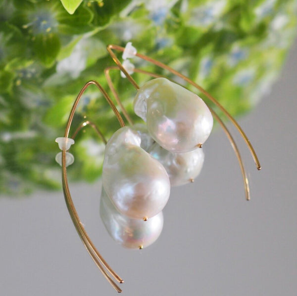 14kgf Baroque  Fresh water Marquis ピアス - hikari pearl.