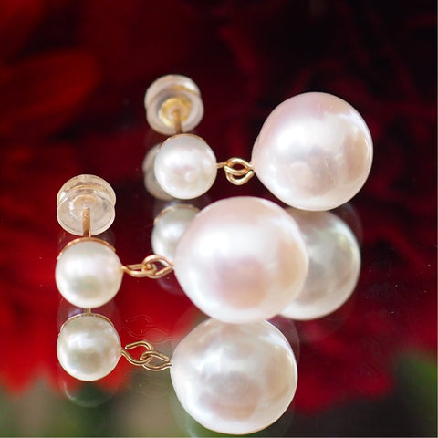 teardrop  double  pearl ピアス　イヤリング - hikari pearl.