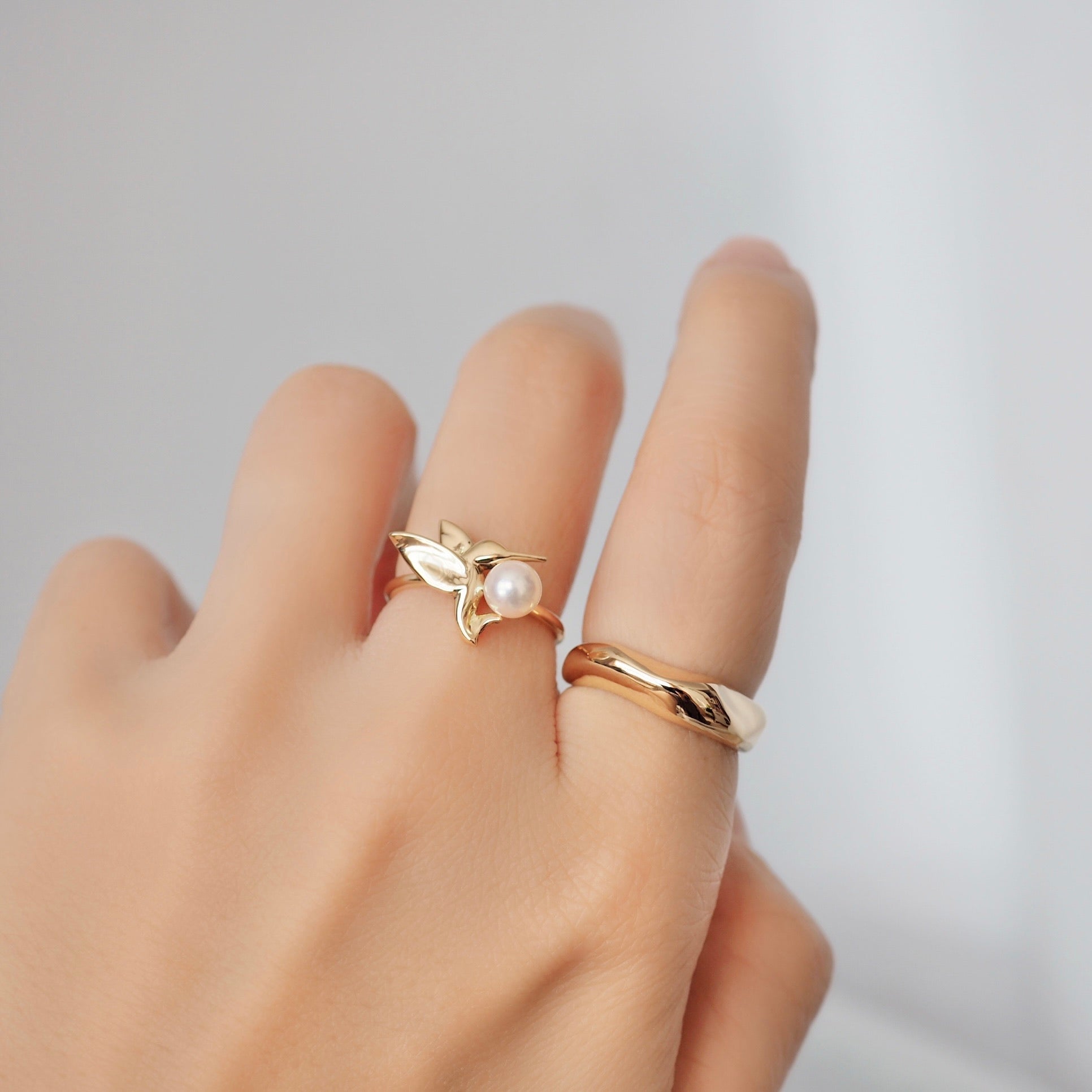 k18 Akoya  pearl hummingbird リング - hikari pearl.