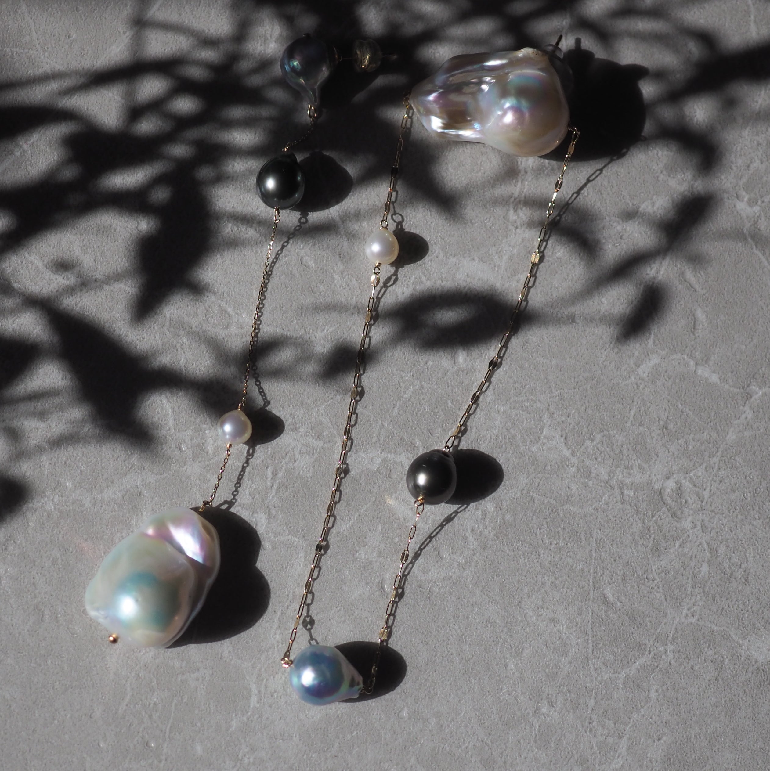 k10 Blue Akoya Tahiti  Fresh water stations long ピアス　イヤリング - hikari pearl.