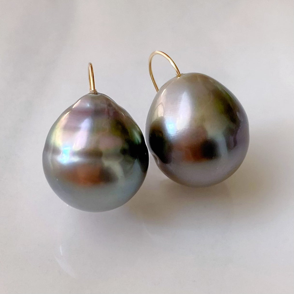 一点もの　k18 tahiti pearl  ピアス - hikari pearl.