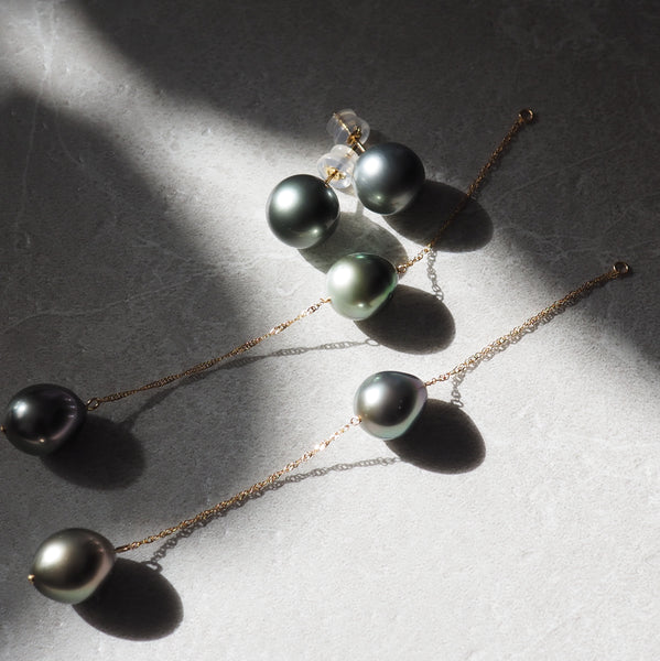 k18 3 stations Tahiti  long ピアス - hikari pearl.