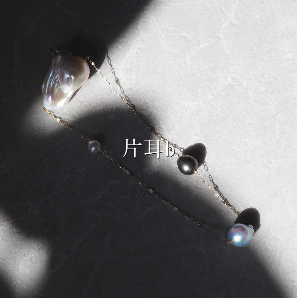 k10 Blue Akoya Tahiti  Fresh water stations long ピアス　イヤリング - hikari pearl.