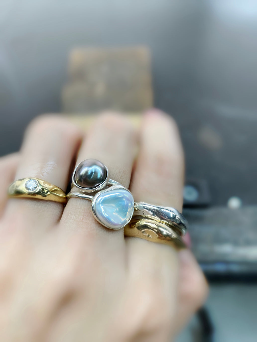 一点もの　tahiti  keshi ring No.7 - hikari pearl.