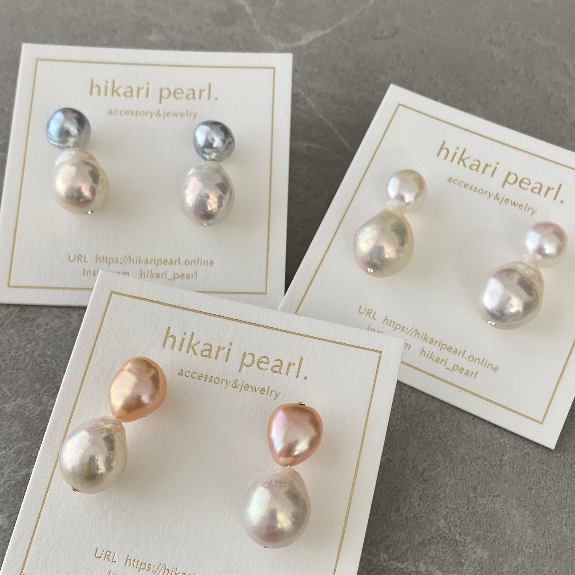 natural multicolor  twin  pearl ピアス　イヤリング - hikari pearl.