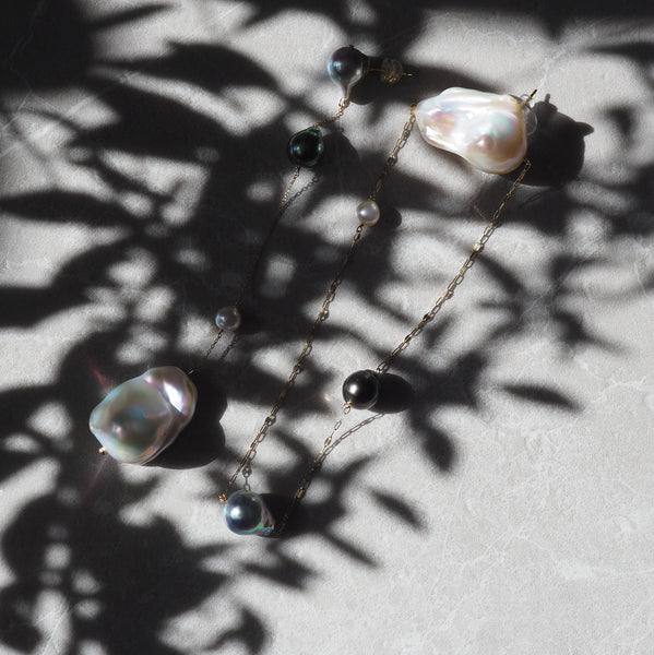 k10 Blue Akoya Tahiti  Fresh water stations long ピアス　イヤリング - hikari pearl.