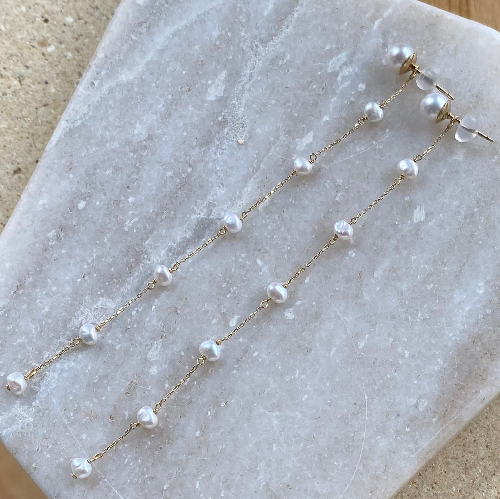 No.5 station  pearl long weddingピアス　イヤリング - hikari pearl.