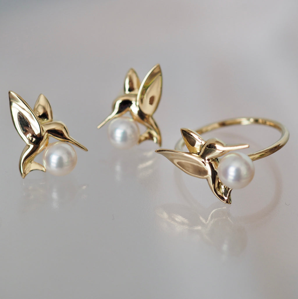 k18 Akoya  pearl hummingbird リング - hikari pearl.