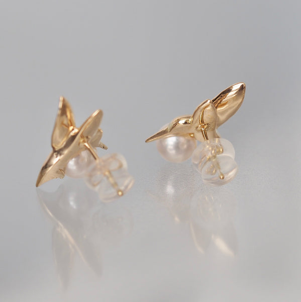 k18  Akoya  pearl hummingbird ピアス - hikari pearl.