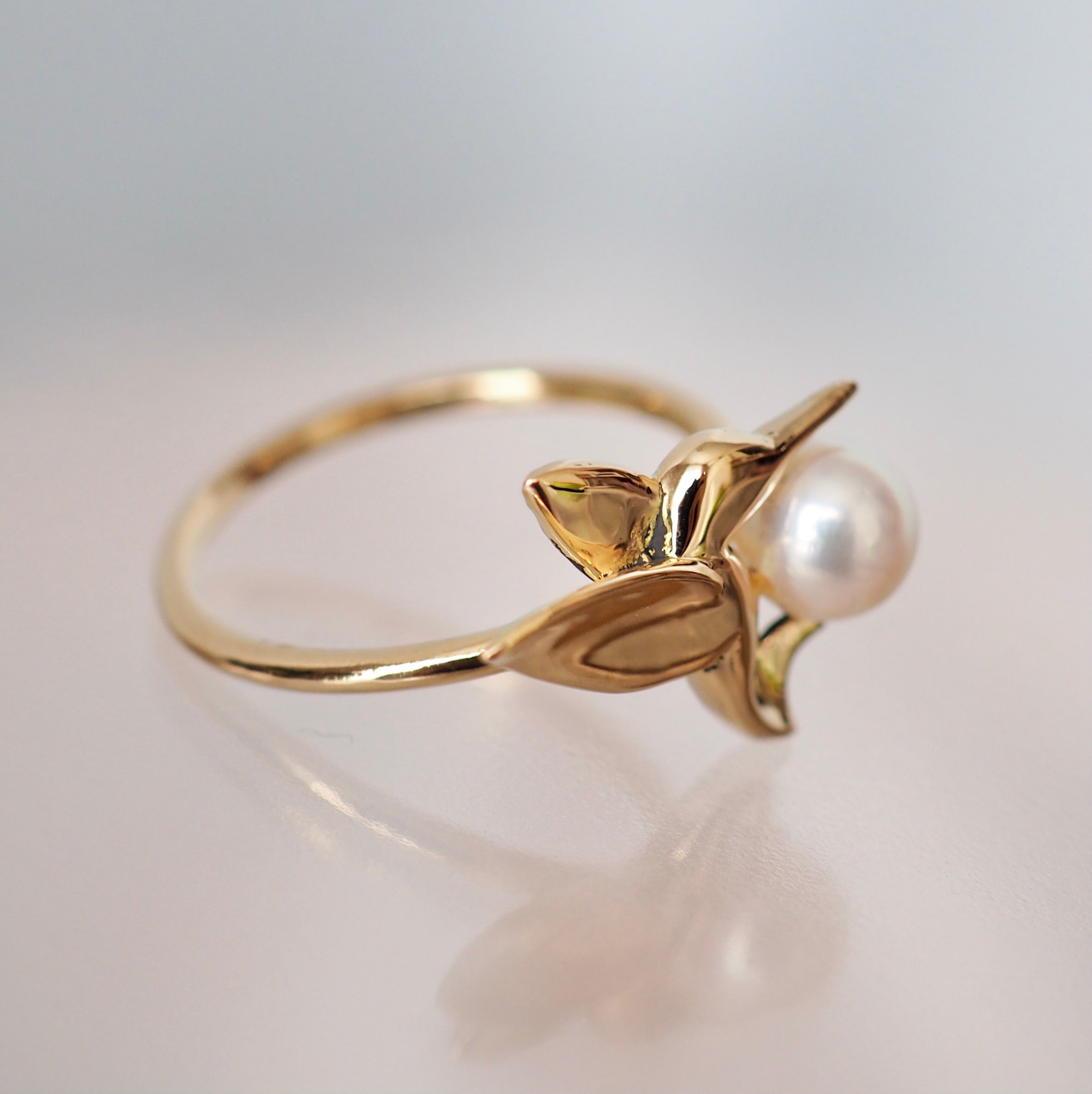 k18 Akoya  pearl hummingbird リング - hikari pearl.