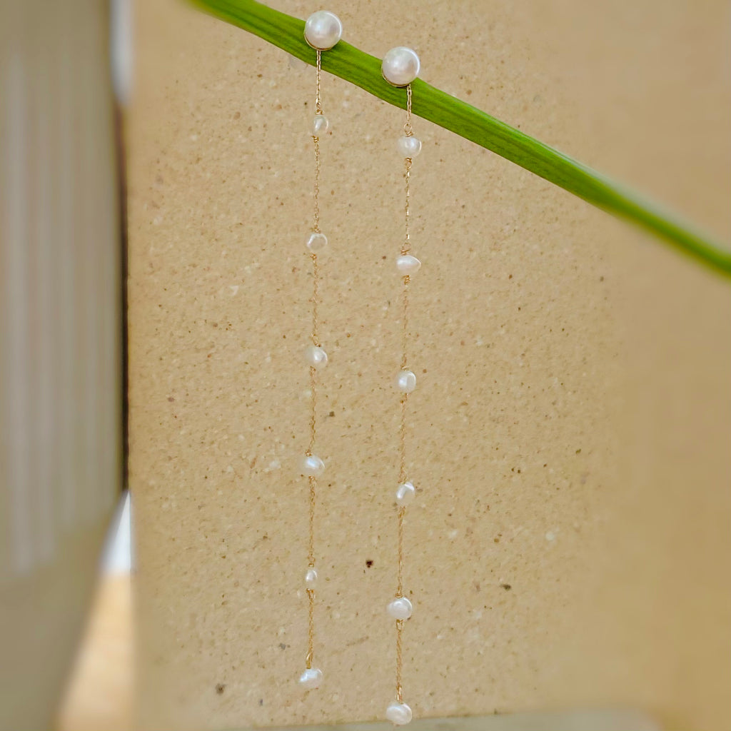 No.5 station  pearl long weddingピアス　イヤリング - hikari pearl.