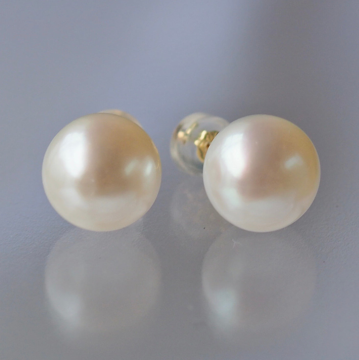 14kgf  Fresh water button  pearl ピアス - hikari pearl.