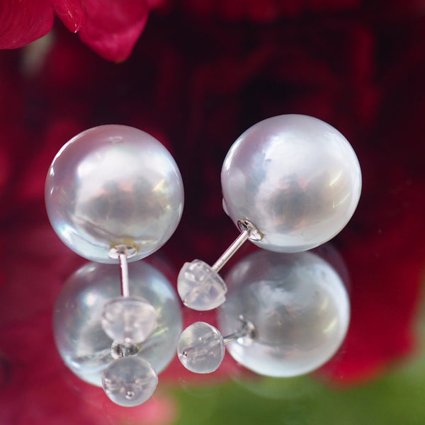 14mmUP South Sea pearl ピアス k14WG - hikari pearl.