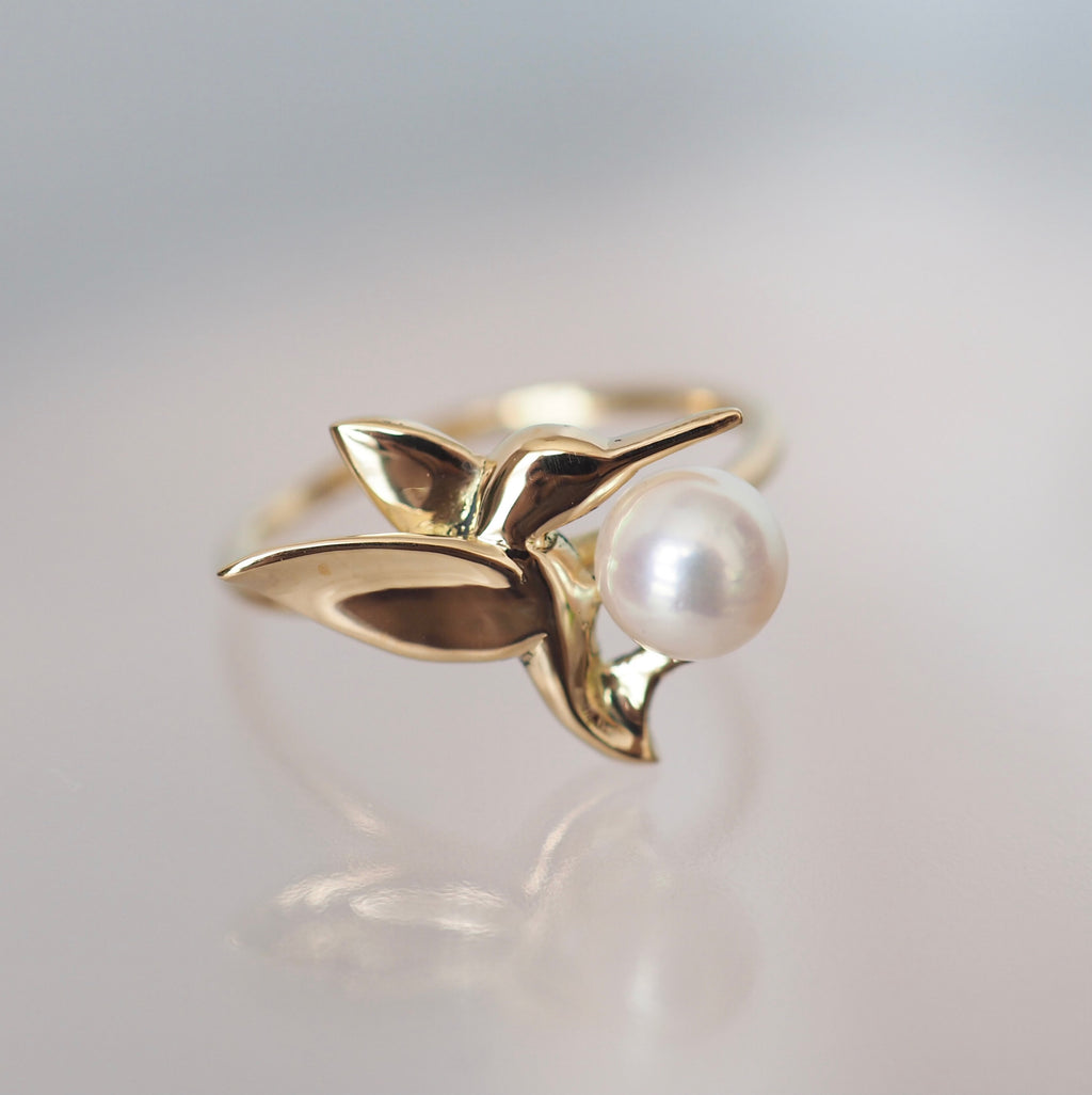 k18 Akoya  pearl hummingbird リング - hikari pearl.