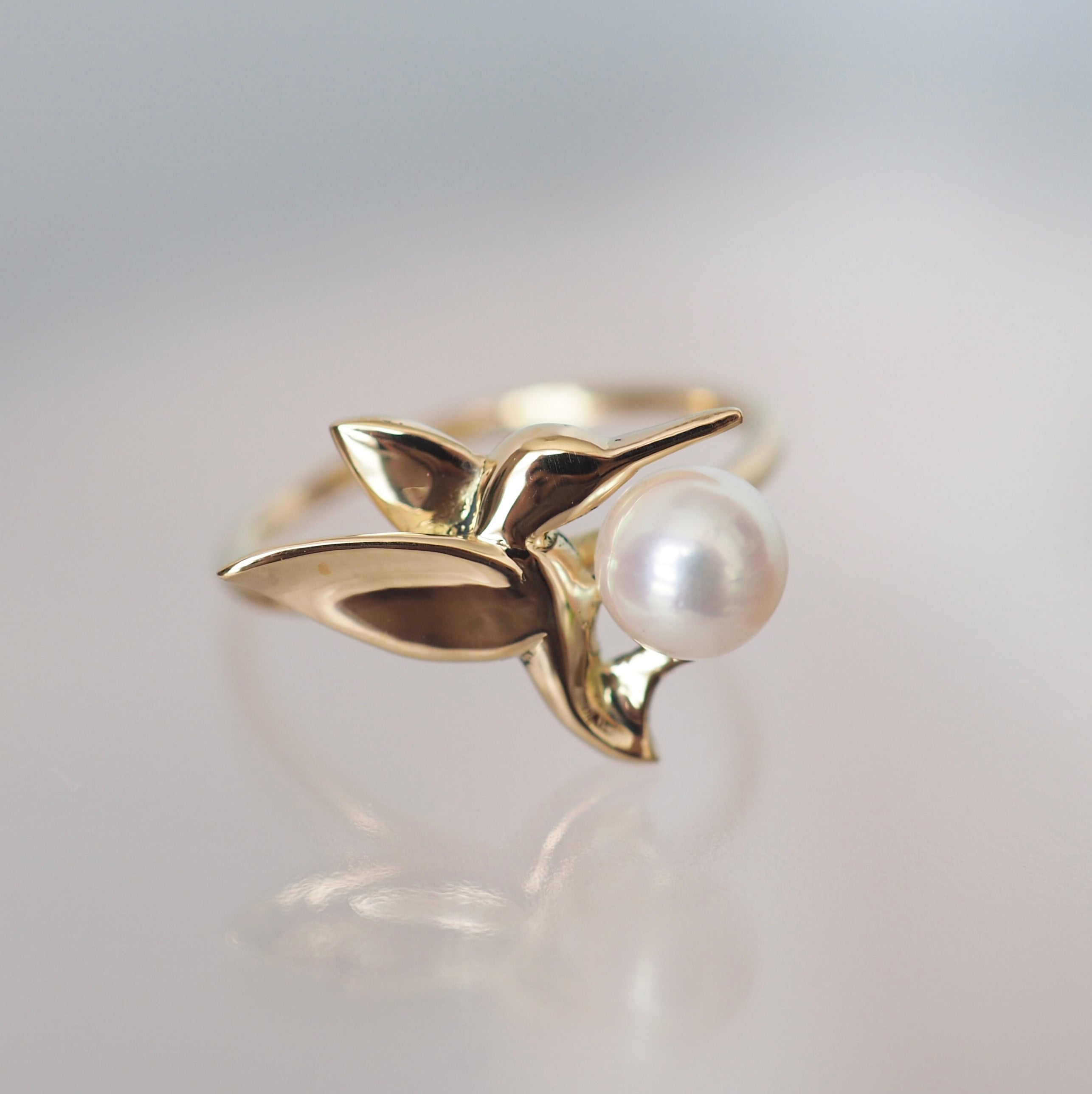 k18 Akoya  pearl hummingbird リング - hikari pearl.