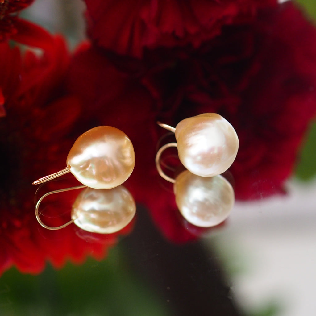 k18 South Sea pearl hook ピアス - hikari pearl.