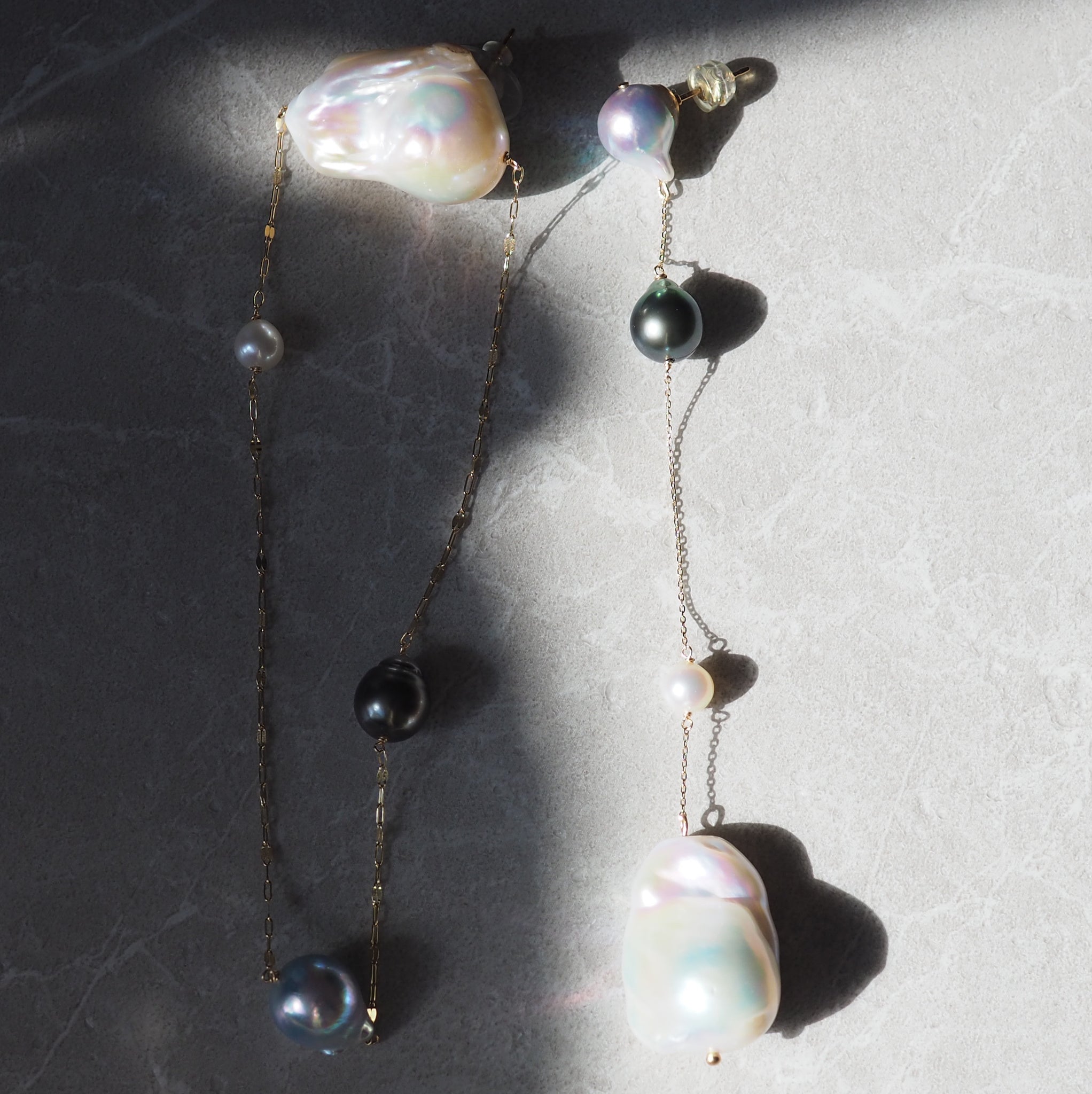 k10 Blue Akoya Tahiti  Fresh water stations long ピアス　イヤリング - hikari pearl.