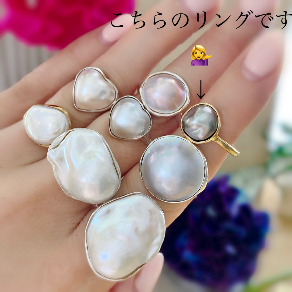 一点もの　tahiti  keshi ring No.7 - hikari pearl.