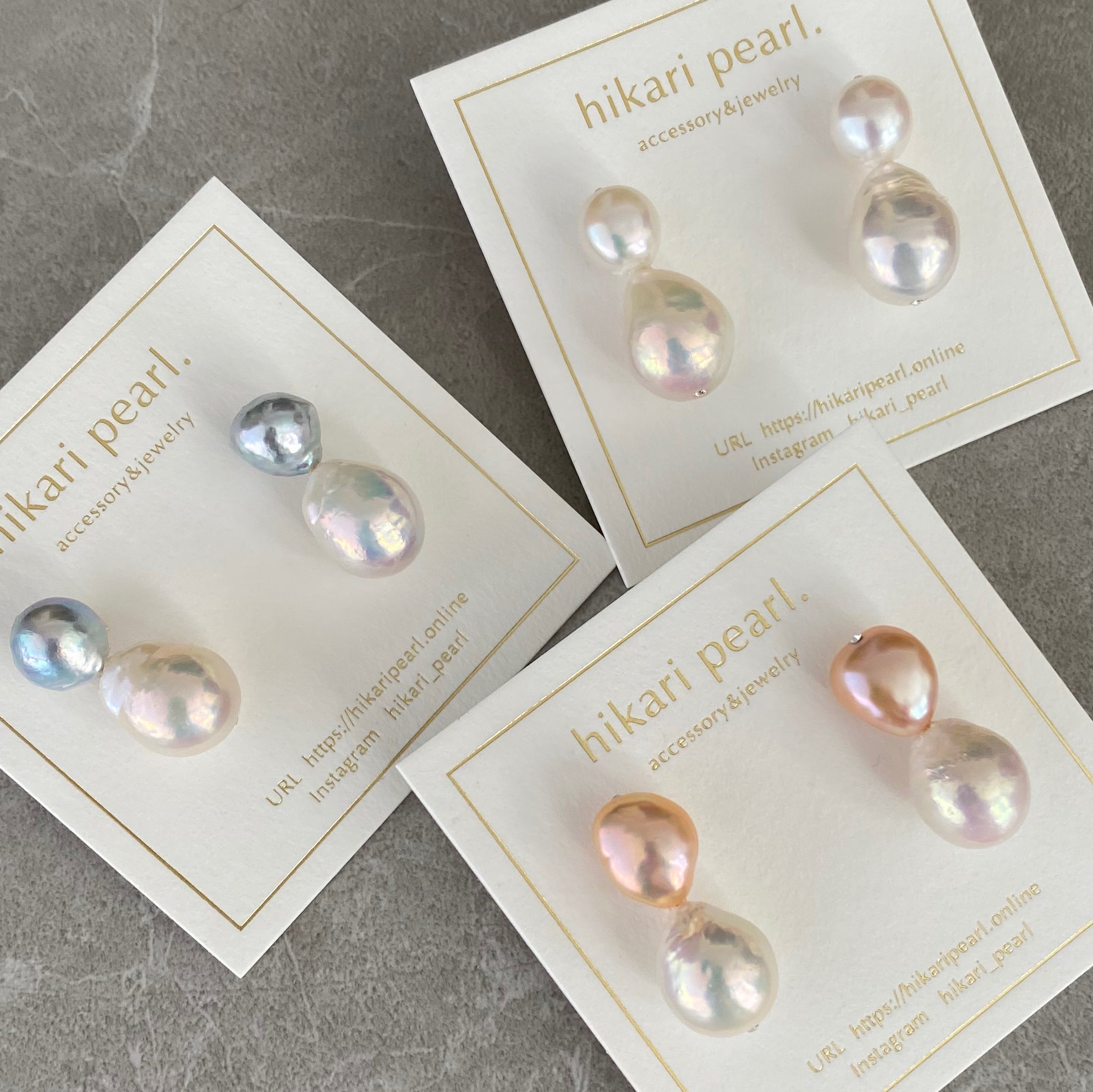 natural multicolor  twin  pearl ピアス　イヤリング - hikari pearl.