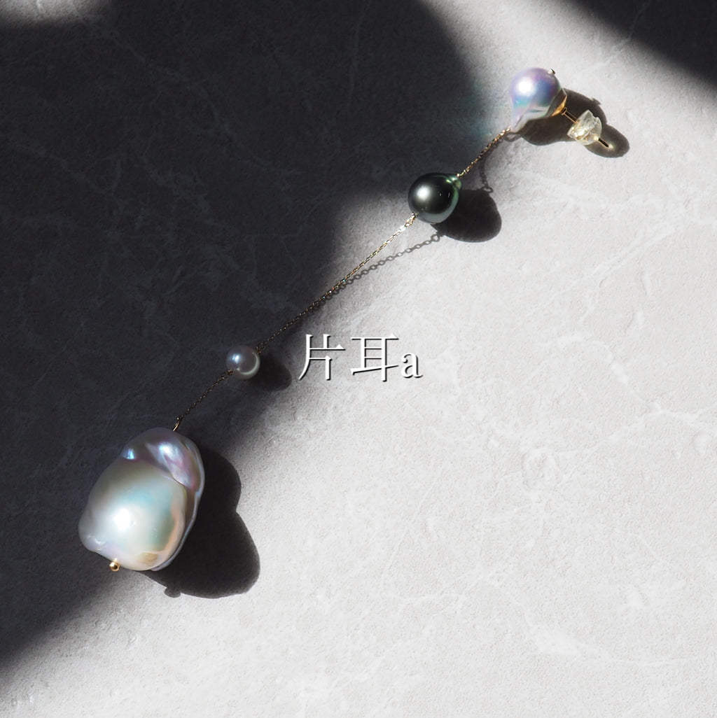k10 Blue Akoya Tahiti  Fresh water stations long ピアス　イヤリング - hikari pearl.