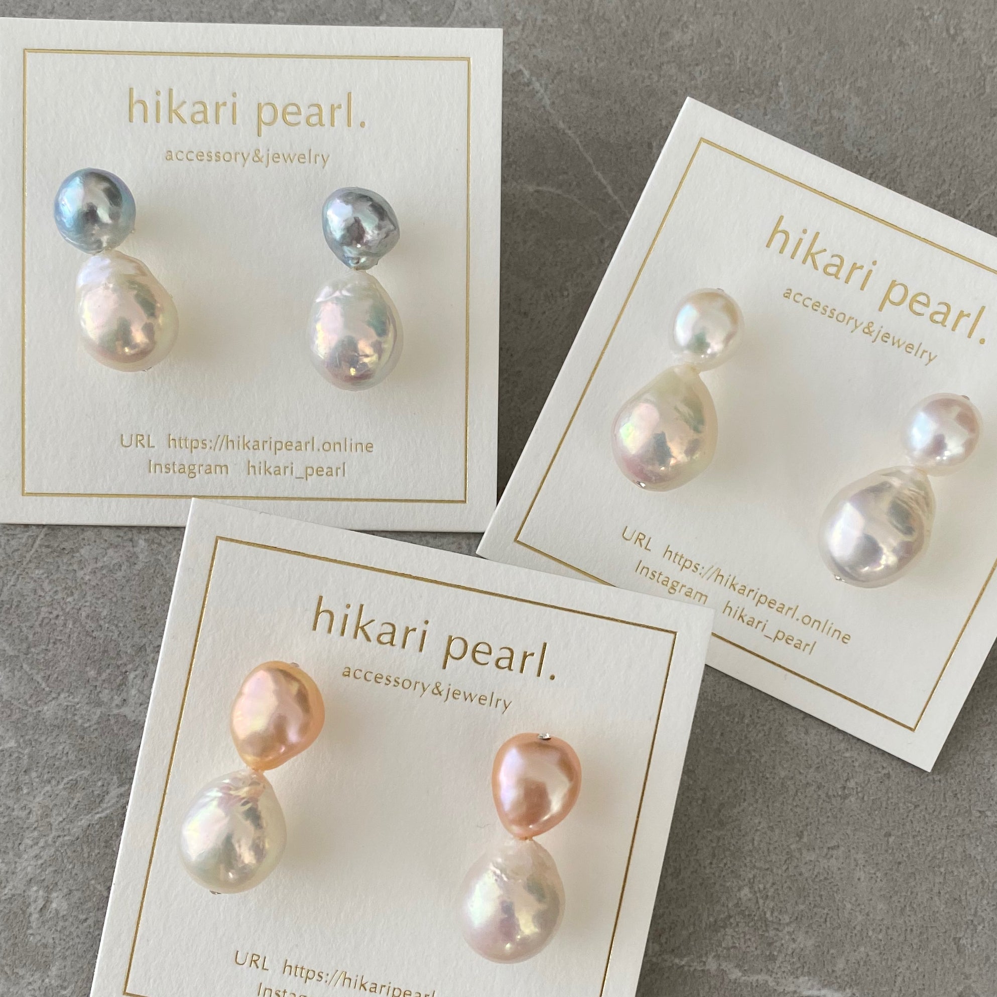 natural multicolor  twin  pearl ピアス　イヤリング - hikari pearl.