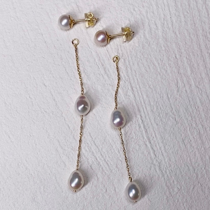 k10 chain 3 pearl station ピアス　イヤリング - hikari pearl.