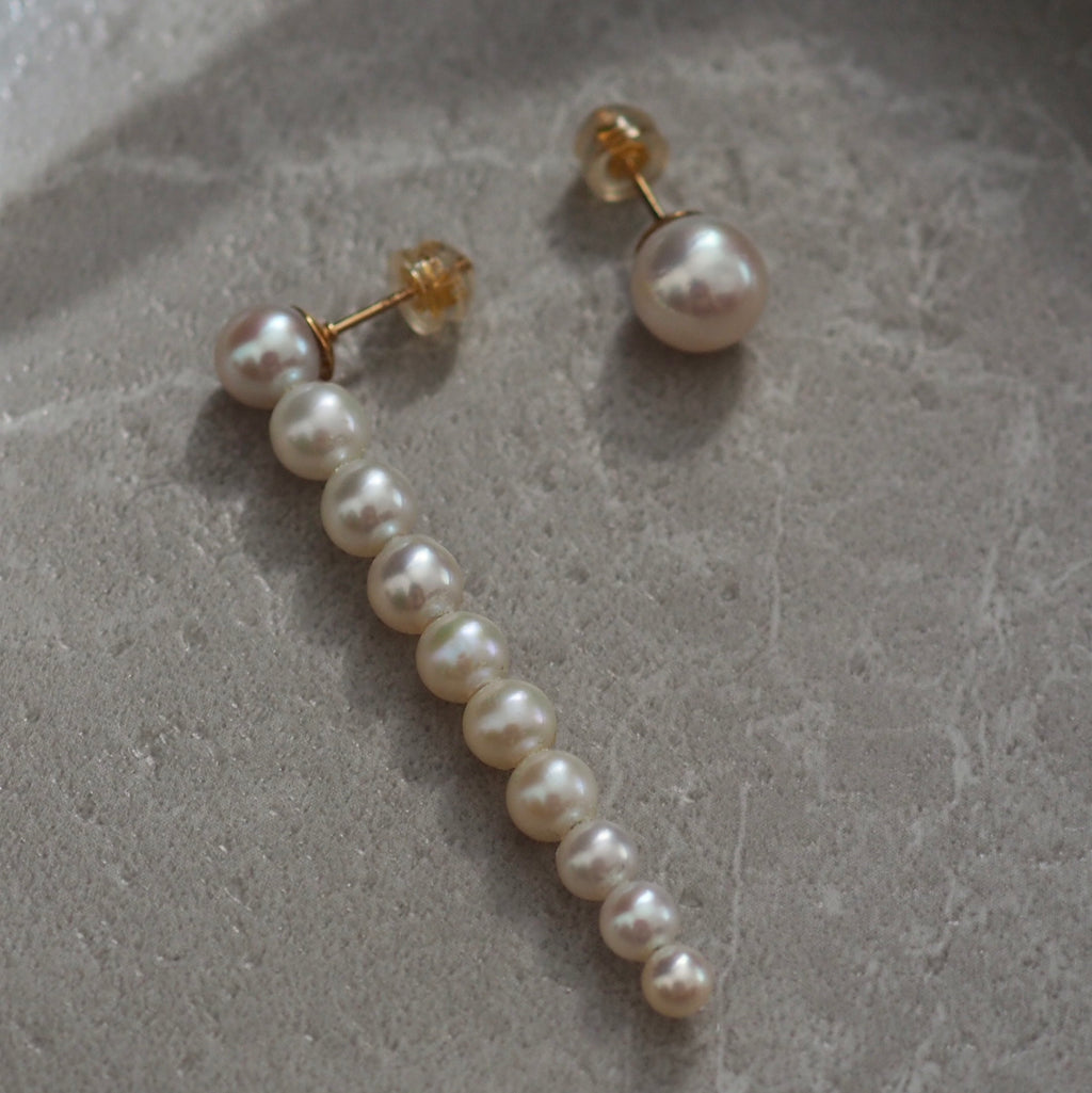 Gradation  pearl iline asymmetry ピアス　イヤリング - hikari pearl.