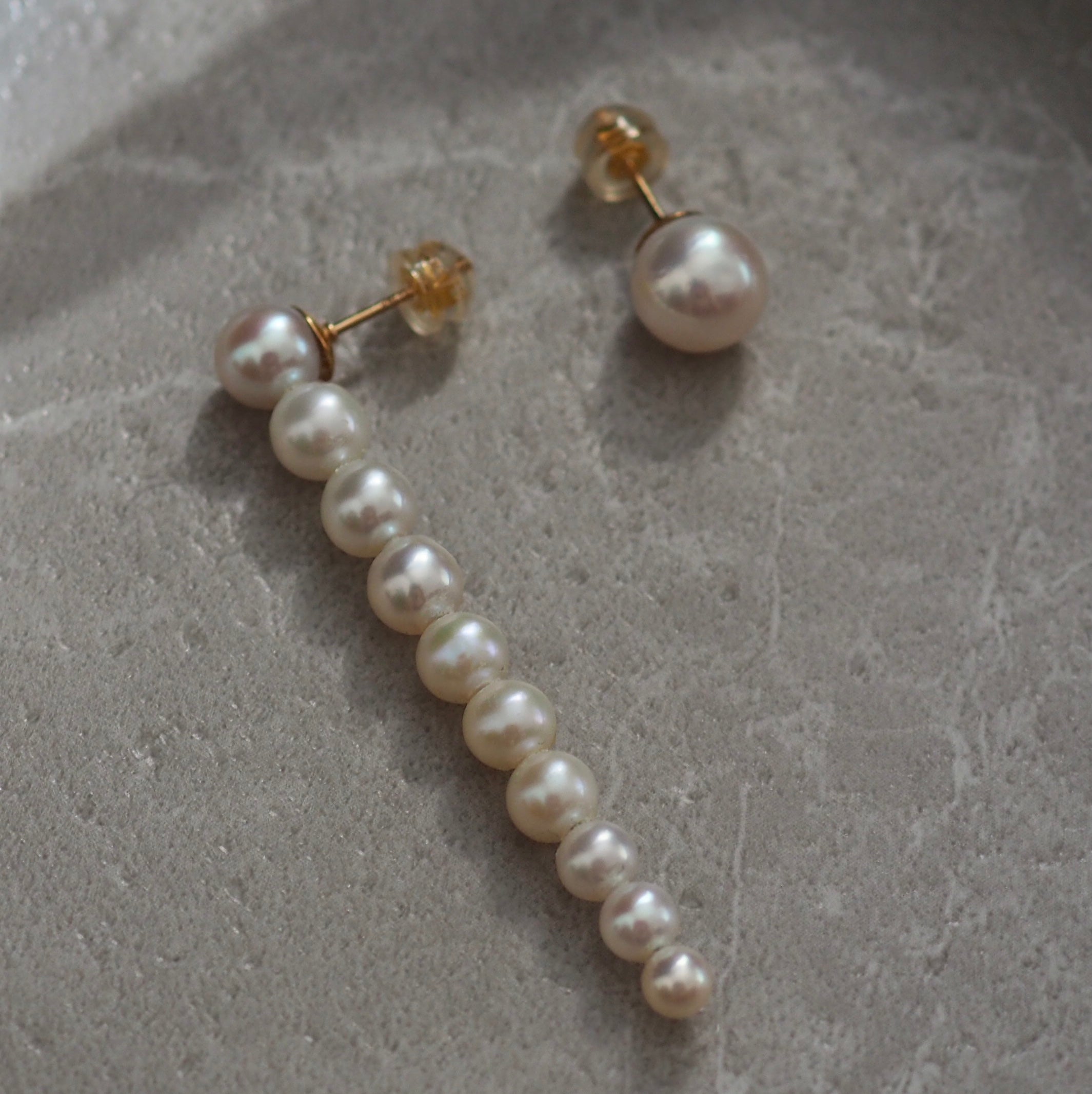 Gradation  pearl iline asymmetry ピアス　イヤリング - hikari pearl.