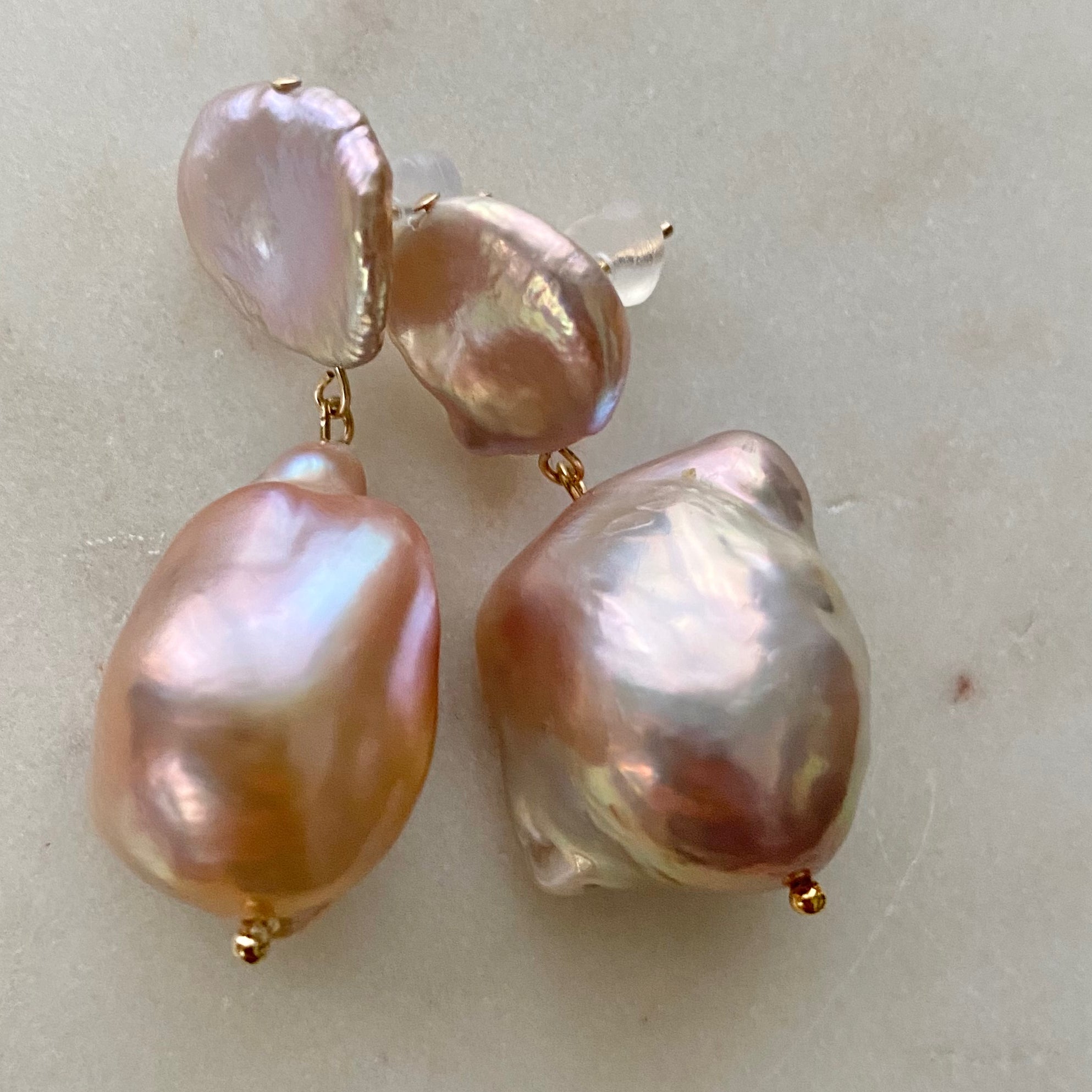 natural petal oyster baroque  pearl weddingピアス　イヤリング - hikari pearl.