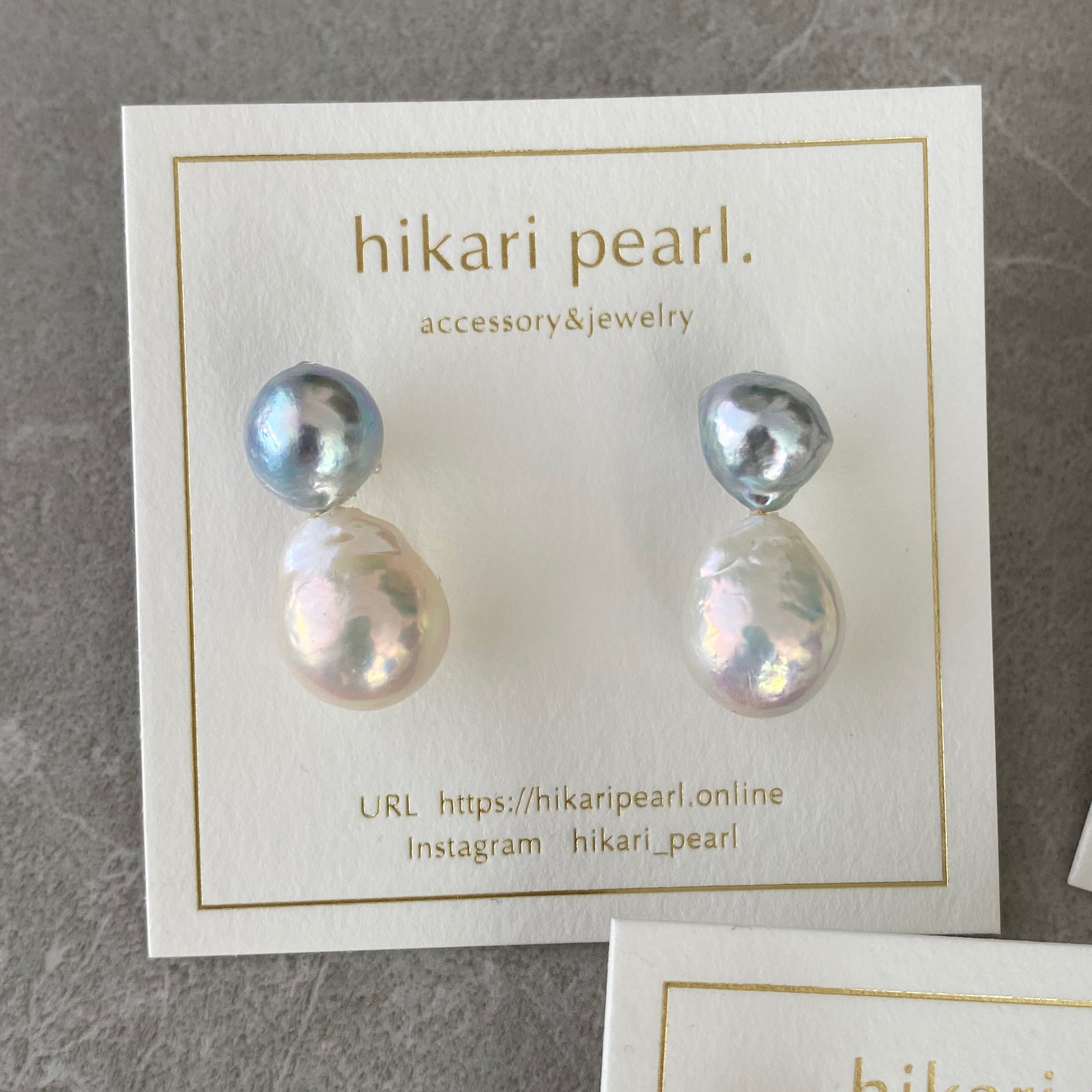 natural multicolor  twin  pearl ピアス　イヤリング - hikari pearl.