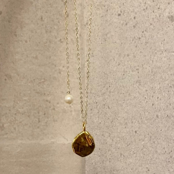 petal  pearl gold long necklace ネックレス - hikari pearl.