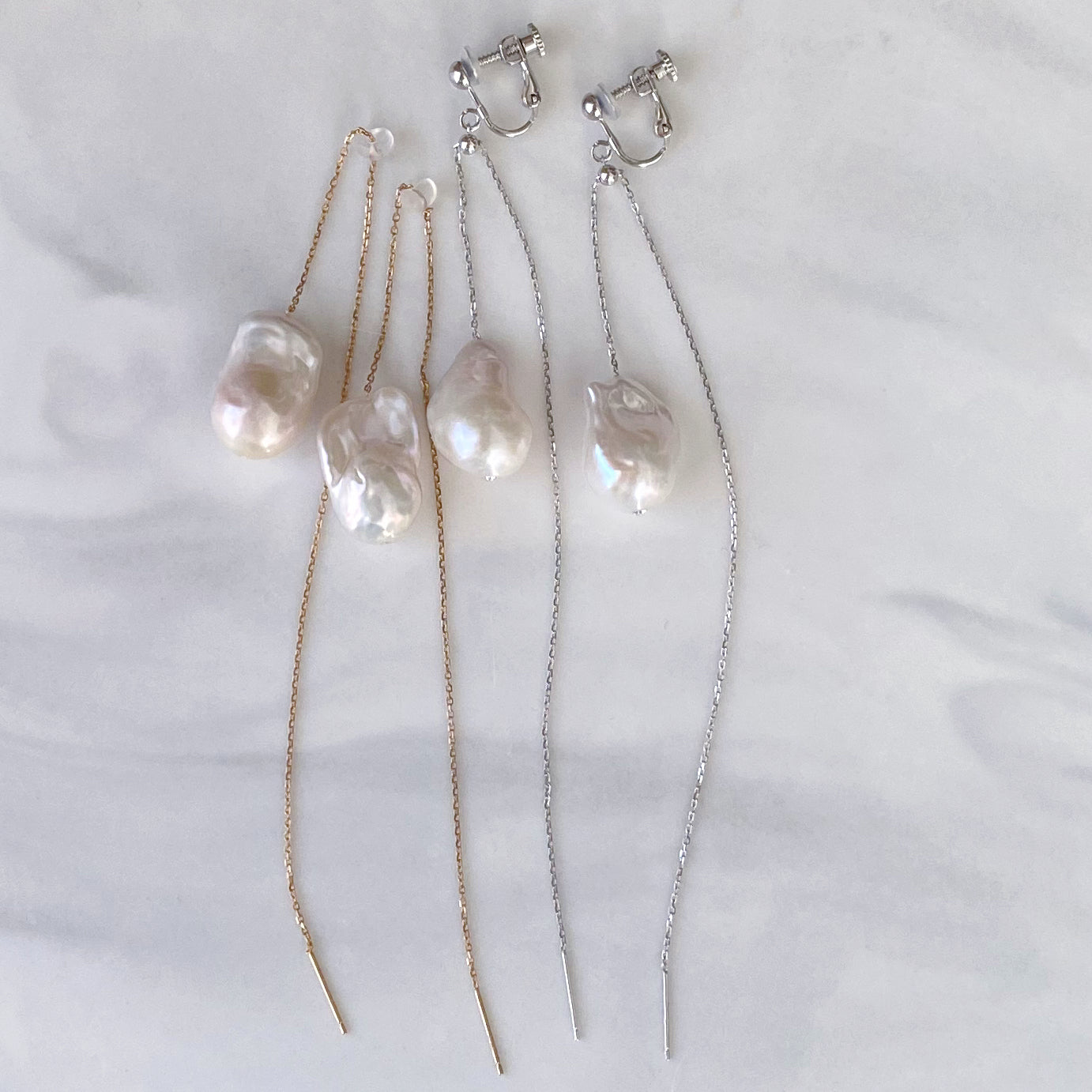 No.19 baroque  pearl long  weddingピアス　イヤリング - hikari pearl.