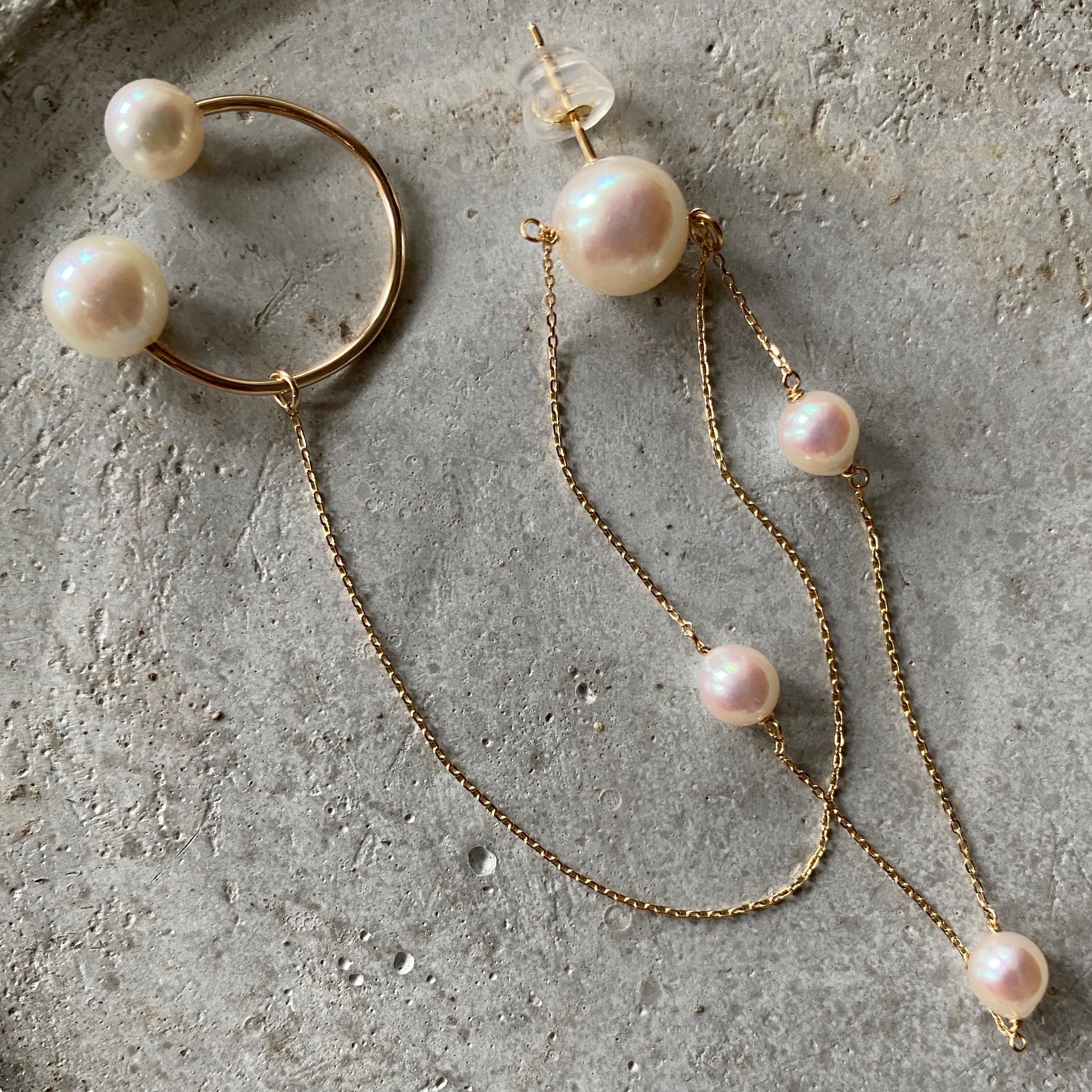 k18Akoya & Fresh water mariage station weddingピアス　イヤーカフ - hikari pearl.