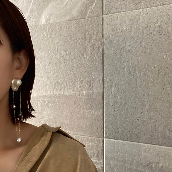 k10 Blue Akoya Tahiti  Fresh water stations long ピアス　イヤリング - hikari pearl.