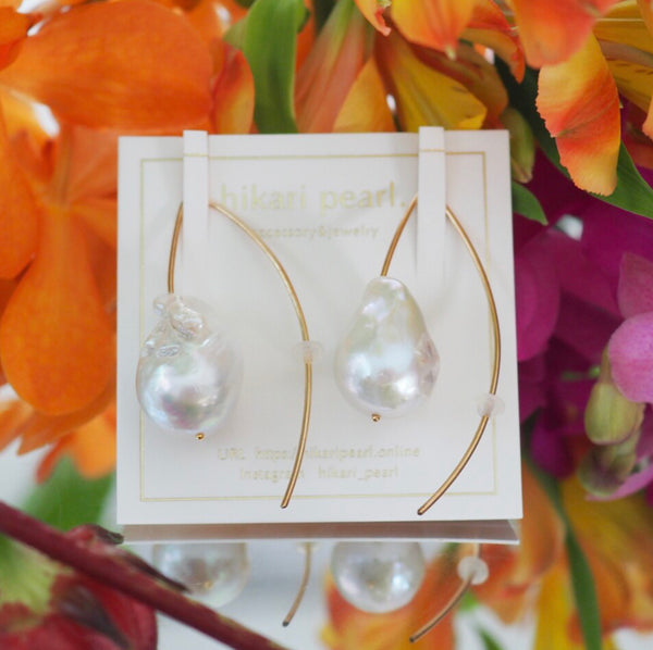 14kgf Baroque  Fresh water Marquis ピアス - hikari pearl.