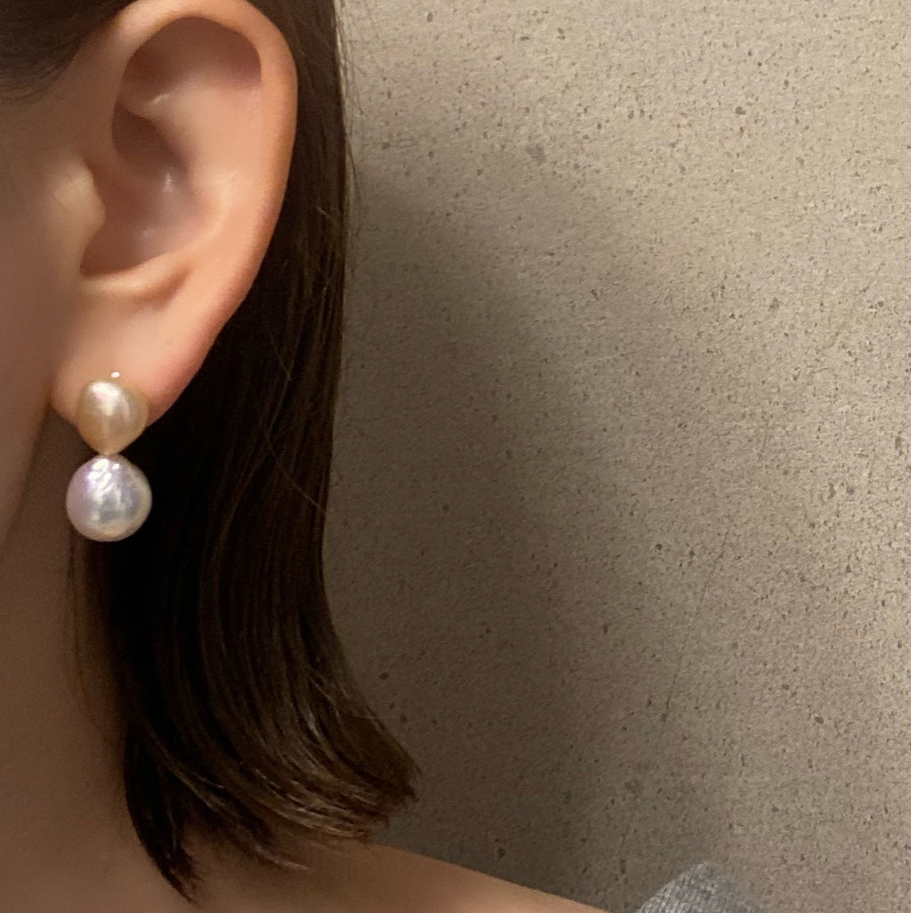 natural multicolor  twin  pearl ピアス　イヤリング - hikari pearl.